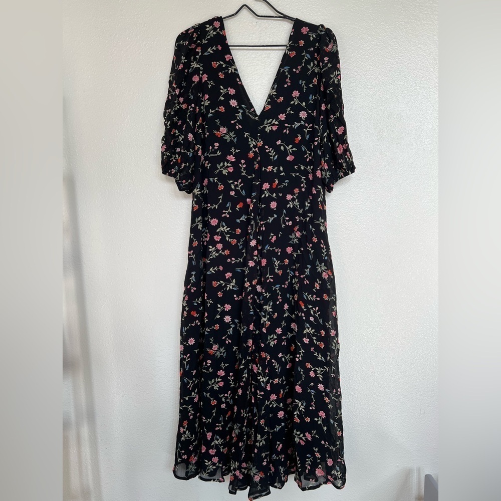 GANNI Georgette floral cottage core midi dress